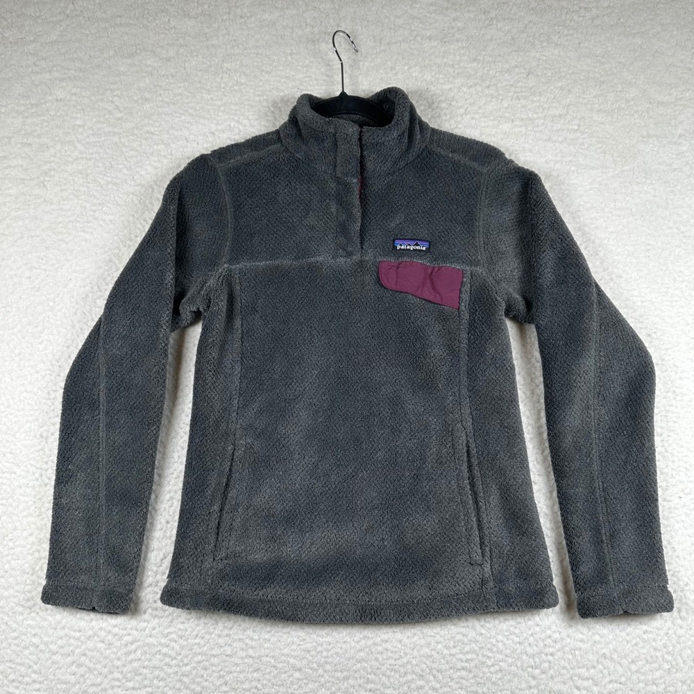 Patagonia Re-Tool Snap-T Pullover Womens Fleece Polartec Jacket S Gray Burgundy